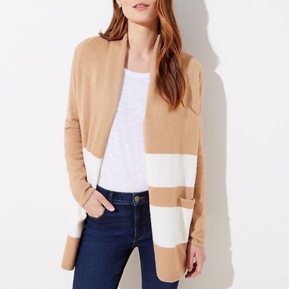 Loft Colorblock Shawl Collar Cardigan with Front Pockets Size XS
